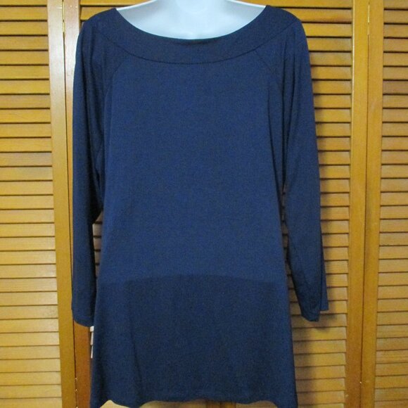 Tweeds navy blue top lightweight 3/4 sleeve soft stretchy pullover size XL - Picture 5 of 5